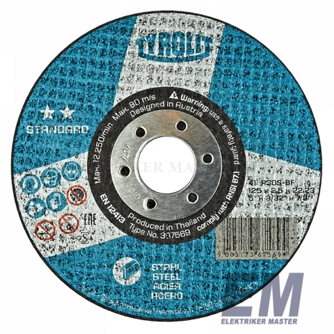 Flex sarokcsiszoló vágó korong 125x2,5mm Tyrolit Standard** A30S-BF(367569)