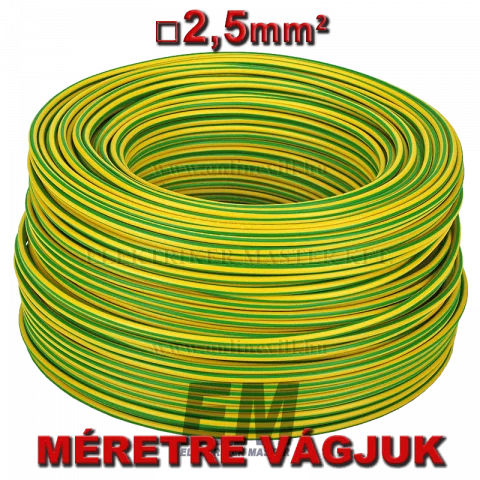 MCU 2,5 vezeték (H07V-U) tömör réz kábel zöld/sárga