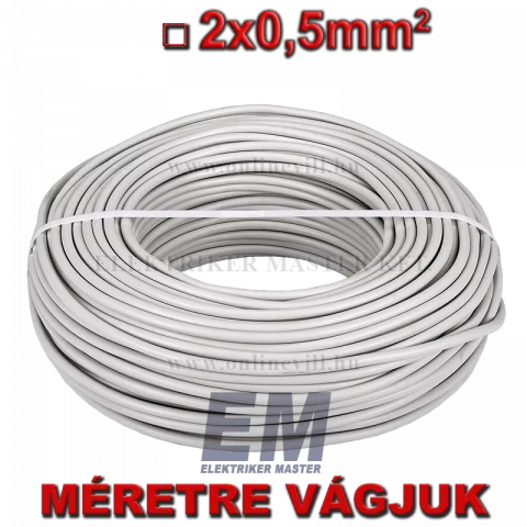 MT 2x0,5 kábel (H05VV-F) MTK sodrott réz vezeték fehér (200m)