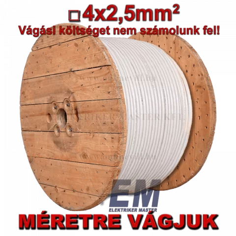 MT 4x2,5 kábel (H05VV-F) MTK sodrott réz vezeték fehér (dobon)