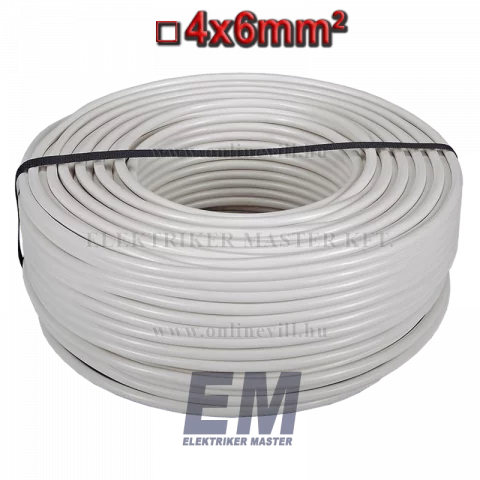 MT 4x6 kábel (H05VV-F) MTK sodrott réz vezeték fehér (100m)
