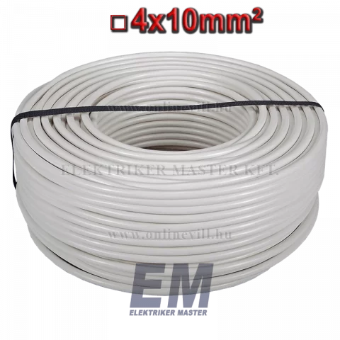 MT 4x10 kábel (H05VV-F) MTK sodrott réz vezeték fehér (100m)