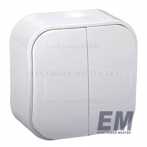 Legrand Forix IP20 falon kívüli kettős egypólusú (csillár) kapcsoló, 10 AX - 250 V~ fehér