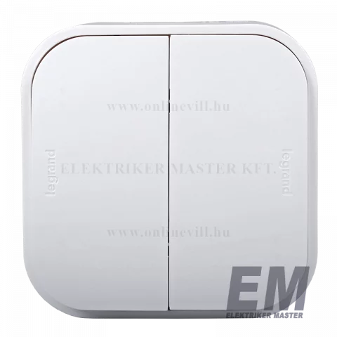 Legrand Forix IP20 falon kívüli kettős egypólusú (csillár) kapcsoló, 10 AX - 250 V~ fehér