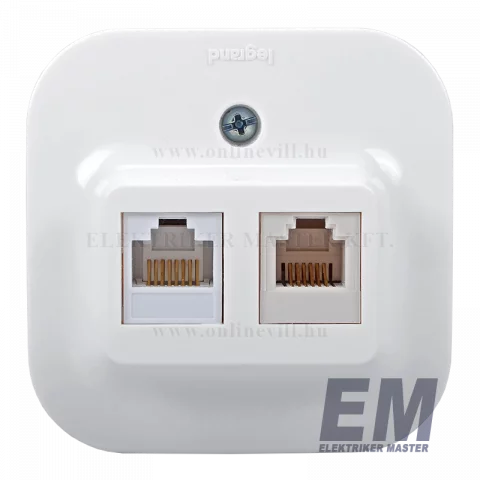 Legrand Forix IP20 fk 1xRJ45 Cat5e UTP informatikai + RJ11 telefoncsatlakozóaljzat fehér