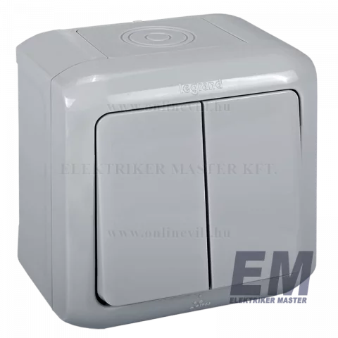 Legrand Forix IP44 falon kívüli kettős váltókapcsoló (106+6) 10 AX - 250 V~ szürke