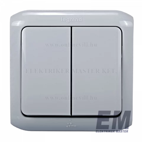 Legrand Forix IP44 falon kívüli kettős váltókapcsoló (106+6) 10 AX - 250 V~ szürke
