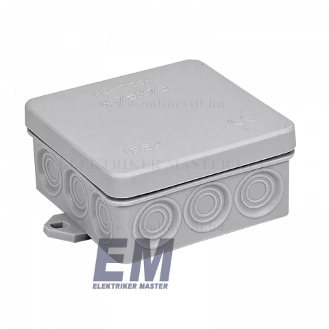 Kötődoboz falon kívüli 75x75x40 mm IP54 vízmentes füles ALK-TECH A2