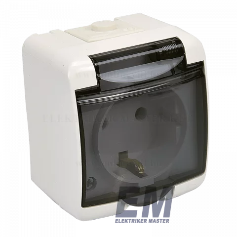 GAO Aquastar 2P+F csatlakozóaljzat, gyermekvédelemmel, csapófedéllel, IP54, fehér