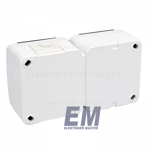 GAO Aquastar 2x2P+F csatlakozóaljzat, gyermekvédelemmel, csapófedéllel, IP54, fehér
