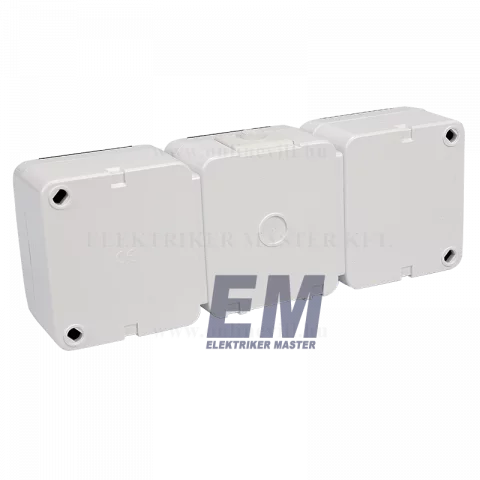 GAO Aquastar 3x2P+F csatlakozóaljzat, gyermekvédelemmel, csapófedéllel, IP44, fehér