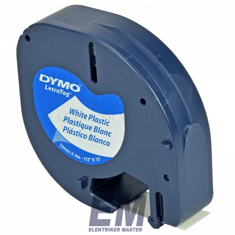 Dymo LetraTag 59422 12mm x 4m műanyag nyomtatható szalag, fehér