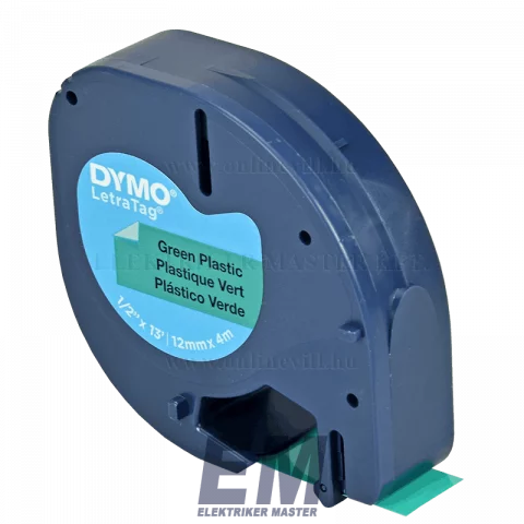 Dymo LetraTag 59425 12mm x 4m műanyag nyomtatható szalag, zöld