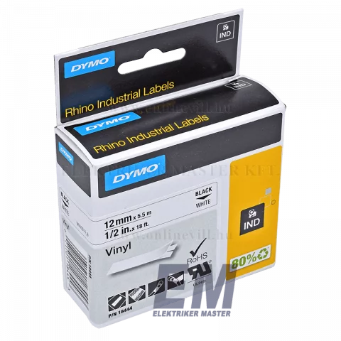 DYMO D1 kazetta, 12mmx5,5m, fekete/fehér