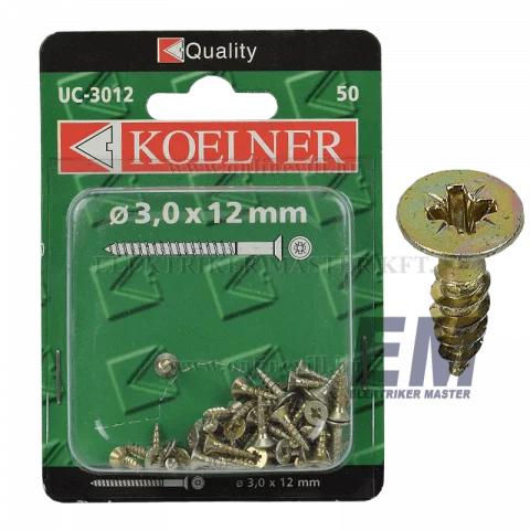 Facsavar süllyeszett fejű reisser forgácslap csavar tövigmenetes 3x12mm (50db/doboz)