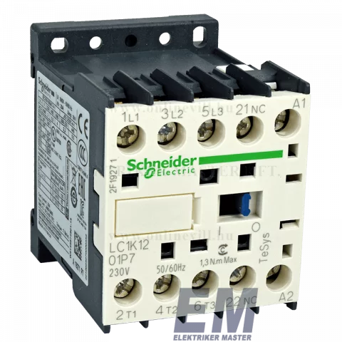 Mágneskapcsoló 12A 3 záró+1 nyitó 230V AC 50/60 Hz Schneider LC1K1201P7