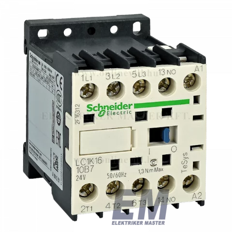Mágneskapcsoló 16A 3 záró+1 záró 24V AC 50/60 Hz Schneider LC1K1610B7