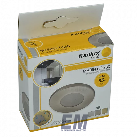 Spot lámpa beépítőkeret kerek fix matt króm IP44 Kanlux Marin CT-S80-SN