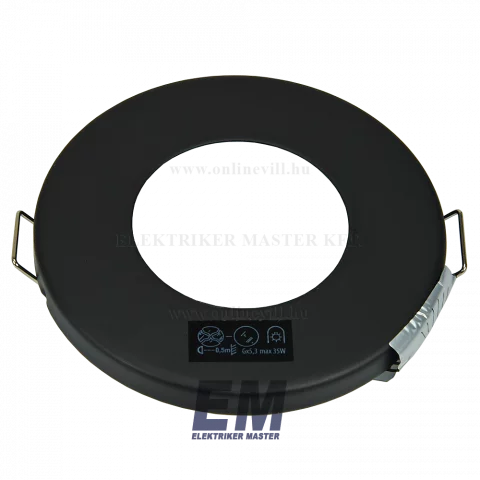 Spot lámpa beépítőkeret kerek fix fekete IP44 Kanlux Marin CT-S80-B