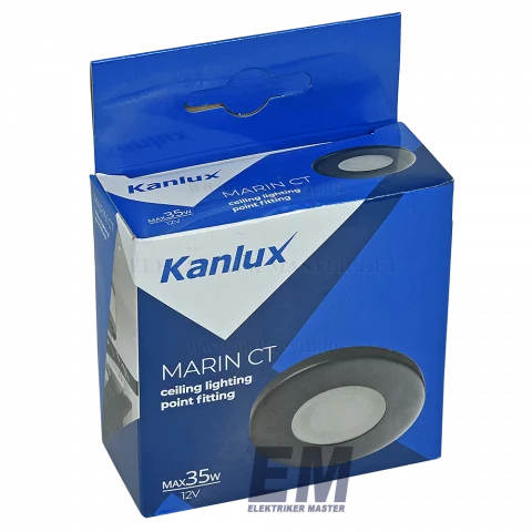 Spot lámpa beépítőkeret kerek fix fekete IP44 Kanlux Marin CT-S80-B