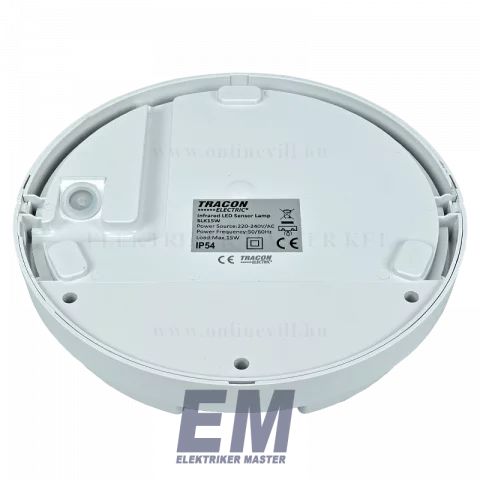 Mozgásérzékelős kerek fali lámpatest 15W IP54 TRACON SLK15W