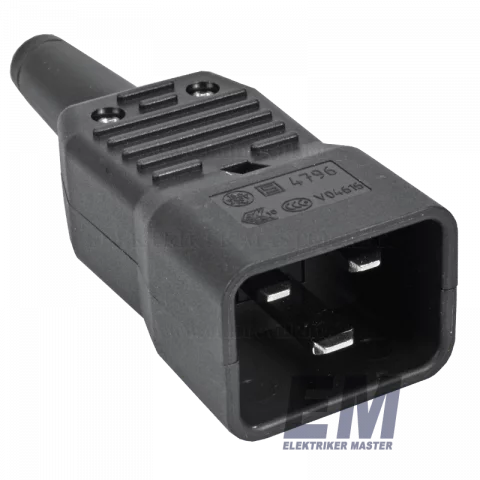 PC lengő dugvilla 16/20A 3P fekete 4796