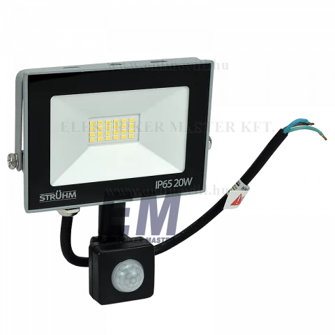 LED Reflektor Mozgásérzékelővel 20W 4500K Fekete STRÜHM Kroma LED S 03605