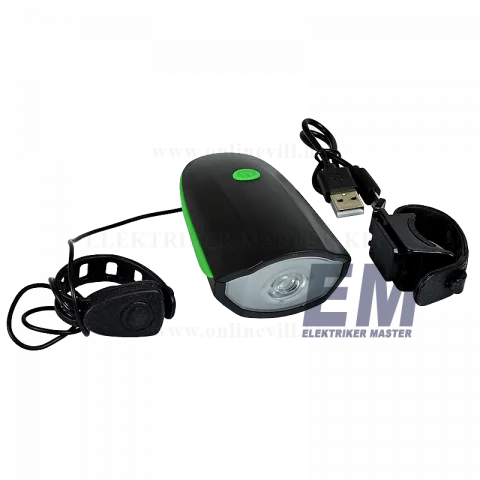 Tölthető LED biciklilámpa 3W, 6000K, 1200mAh Li-Ion, 250lm, IP64 Tracon