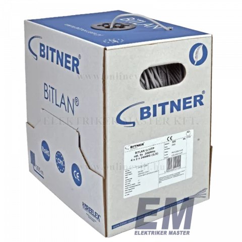 UTP internet lan kábel Cat5e (U/UTP 200MHz) 4x2x0,5 tömör réz vezeték Bitner (305m)