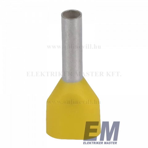 Érvéghüvely iker 2x1,0 mm2/15mm szigetelt sárga (100db/cs) Weidmüller 9018530000