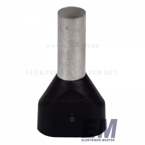 Érvéghüvely iker 2x6 mm2/23mm szigetelt fekete (20db/cs) Weidmüller 9004930000