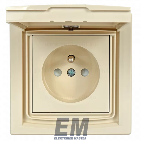 Schneider ASFORA Dugalj 2P+F konnektor csapfedeles IP44 GYV csav.bekötés kerettel bézs EPH3100323
