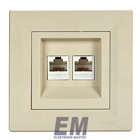 Schneider ASFORA RJ45 x2 Cat6 UTP dupla aljzat kerettel bézs EPH4800123